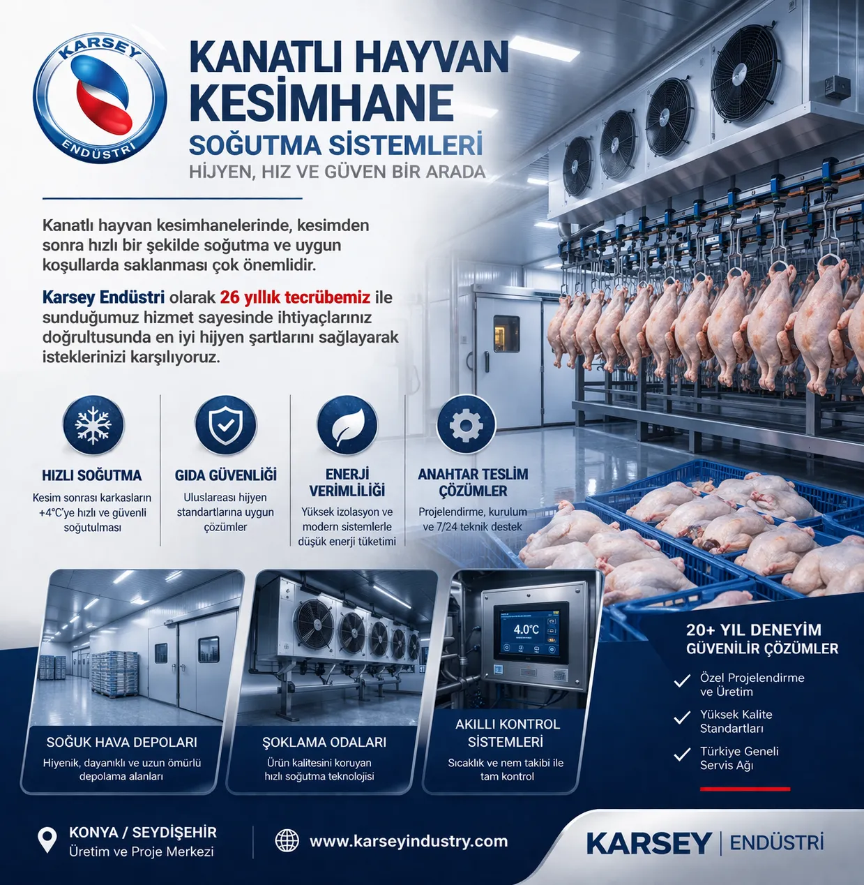 Kanatlı Hayvan Kesimhane Soğutma Sistemleri | Hijyenik ve Anahtar Teslim Çözümler – Karsey Endüstri
